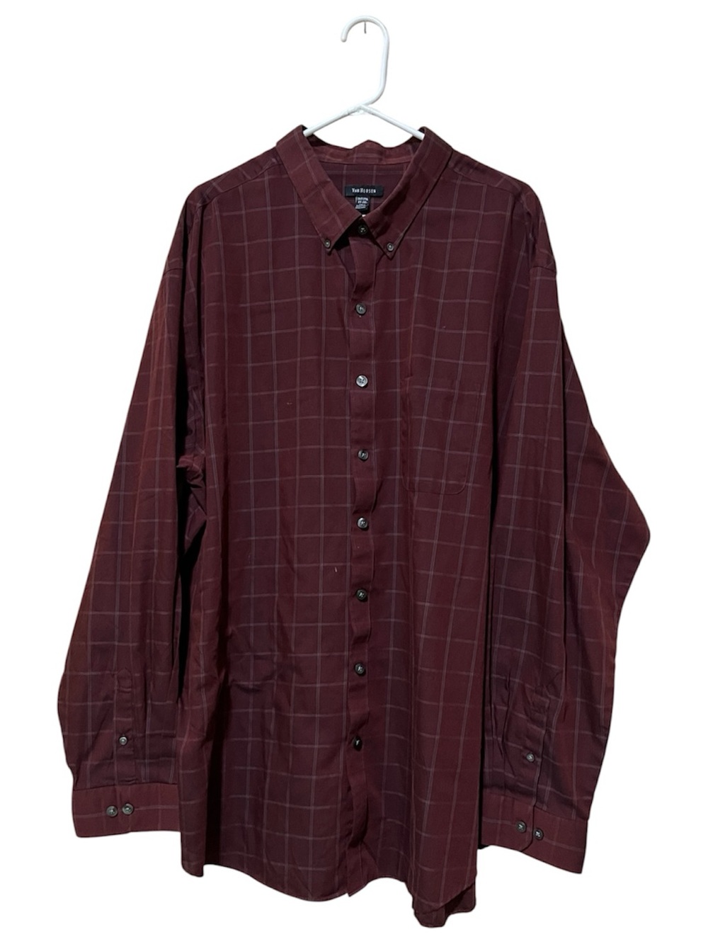 Van Heusen Burgundy Windowpane Button-Down Shirt